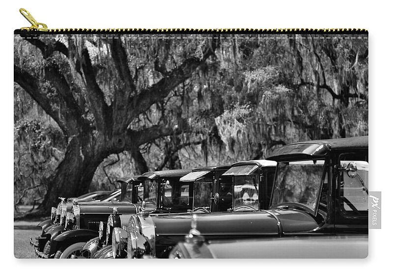 Magnolia Plantation Zip Pouch featuring the photograph Vintage Ford Line-up at Magnolia Plantation - Charleston SC by Donnie Whitaker