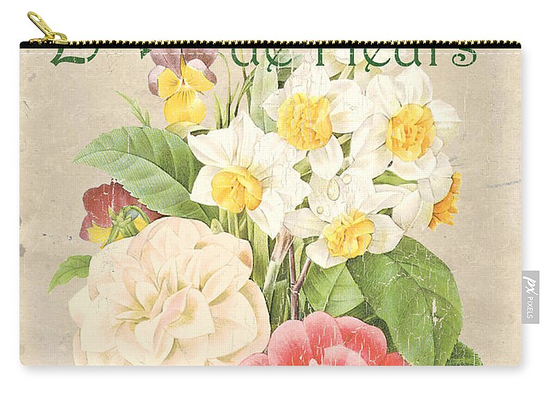 Floral Zip Pouch featuring the painting Vintage French Flower Shop 1 by Debbie DeWitt
