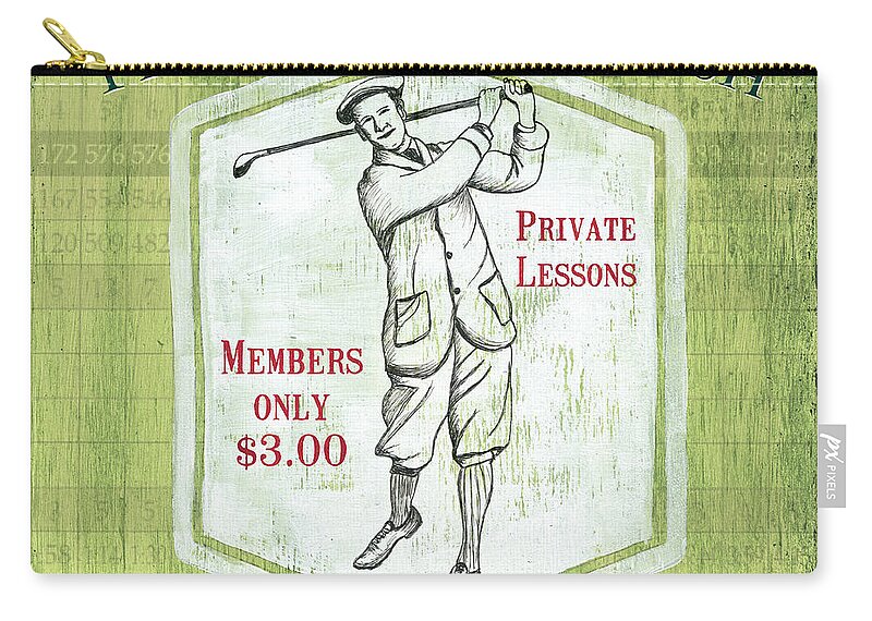 Golf Zip Pouch featuring the painting Vintage Golf Green 1 by Debbie DeWitt
