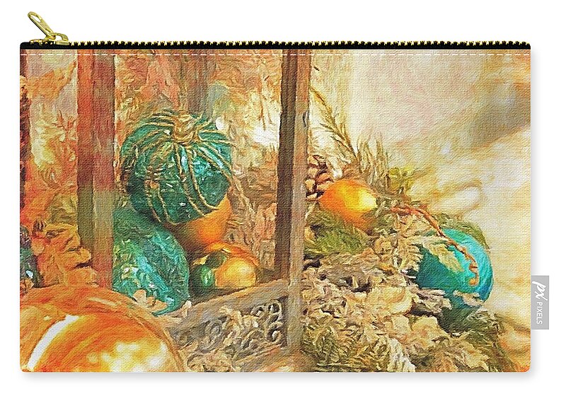 Lantern Zip Pouch featuring the photograph Vintage Holiday Vignette 1 by Diane Lindon Coy