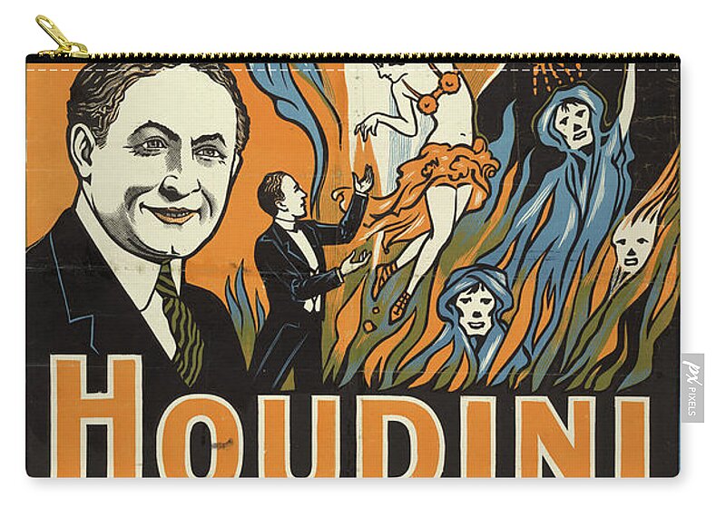 Harry Houdini Zip Pouch featuring the painting Vintage Houdini Show Poster Circa 1909 by American School
