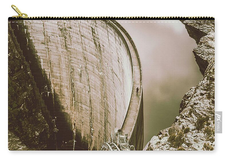 Architecture Zip Pouch featuring the photograph Vintage Hydro-Electric Dam by Jorgo Photography