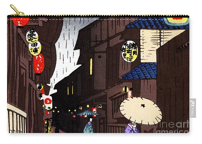 Alley Zip Pouch featuring the painting Vintage Japanese Art 26 by Hawaiian Legacy Archive - Printscapes