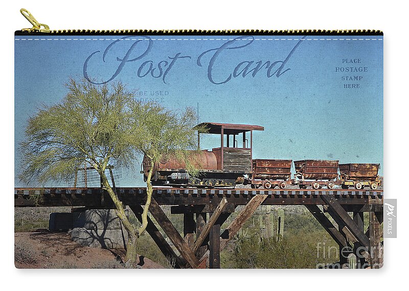 Train Zip Pouch featuring the photograph Vintage Mining Train with Carriages by Teresa Zieba