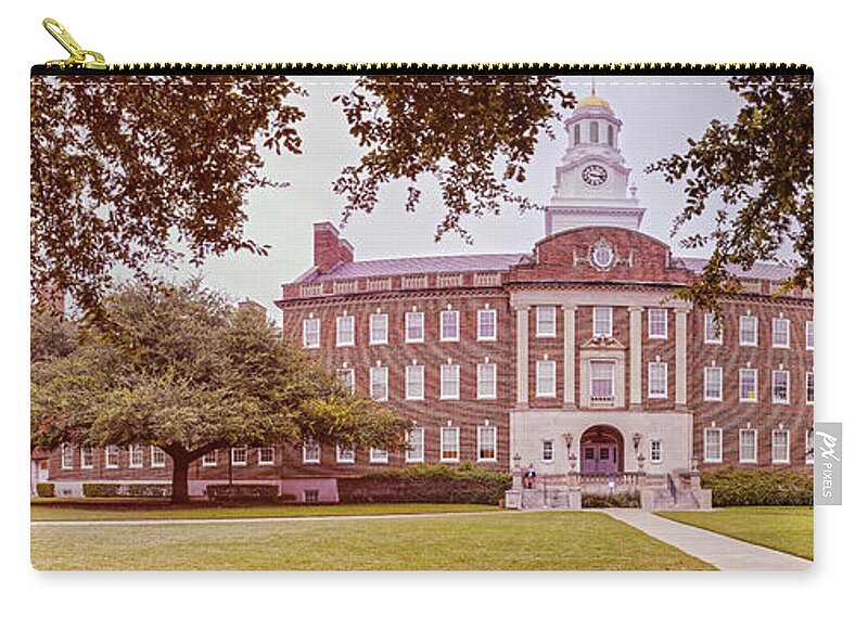 Dallas Zip Pouch featuring the photograph Vintage Panorama of the Fondren Science Building at Southern Methodist University - Dallas Texas by Silvio Ligutti