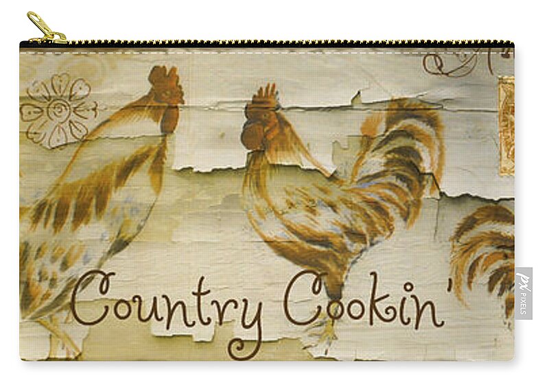 Rooster Zip Pouch featuring the painting Vintage Rooster Country Cookin' by Mindy Sommers