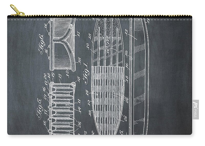 Vintage Zip Pouch featuring the photograph Vintage Surf Board Patent 1950 by Bill Cannon
