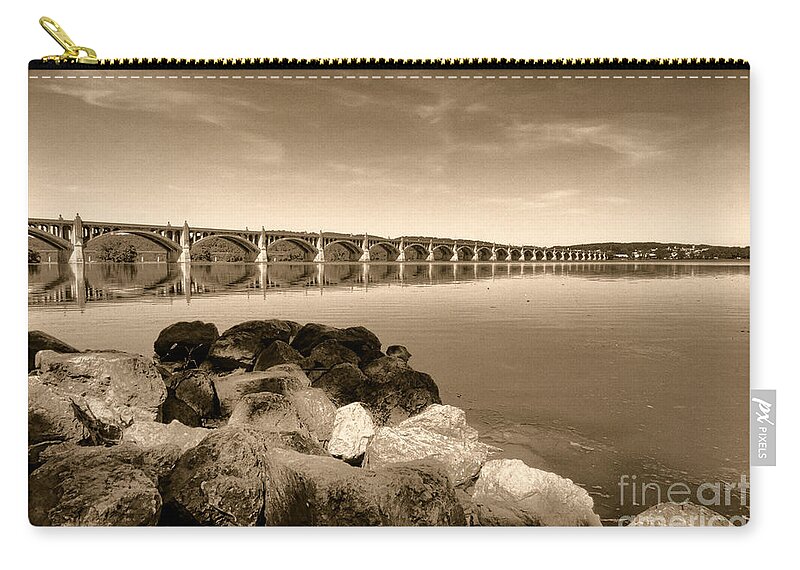 Columbia Zip Pouch featuring the photograph Vintage Susquehanna River Bridge by Olivier Le Queinec