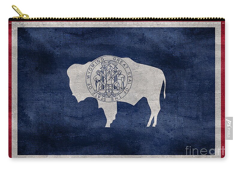 Wyoming Flag Zip Pouch featuring the photograph Vintage Wyoming Flag by Jon Neidert