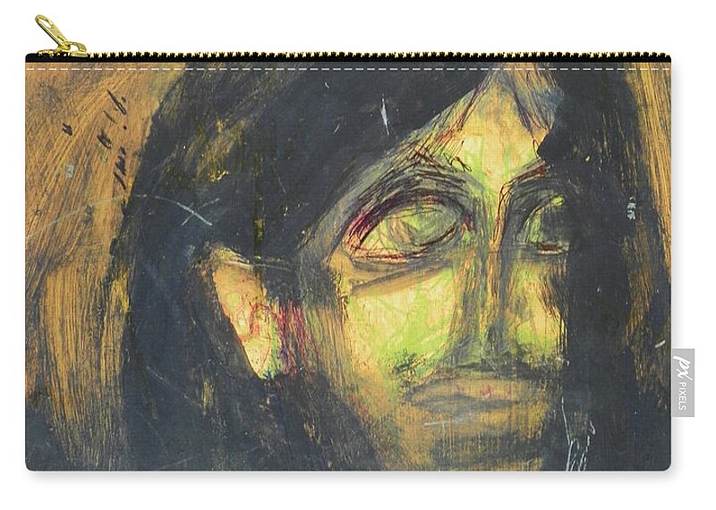Expressive Zip Pouch featuring the painting Violence - Judy Weeps by Judith Redman