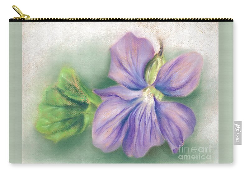Botanical Zip Pouch featuring the painting Violet and Leaf by MM Anderson