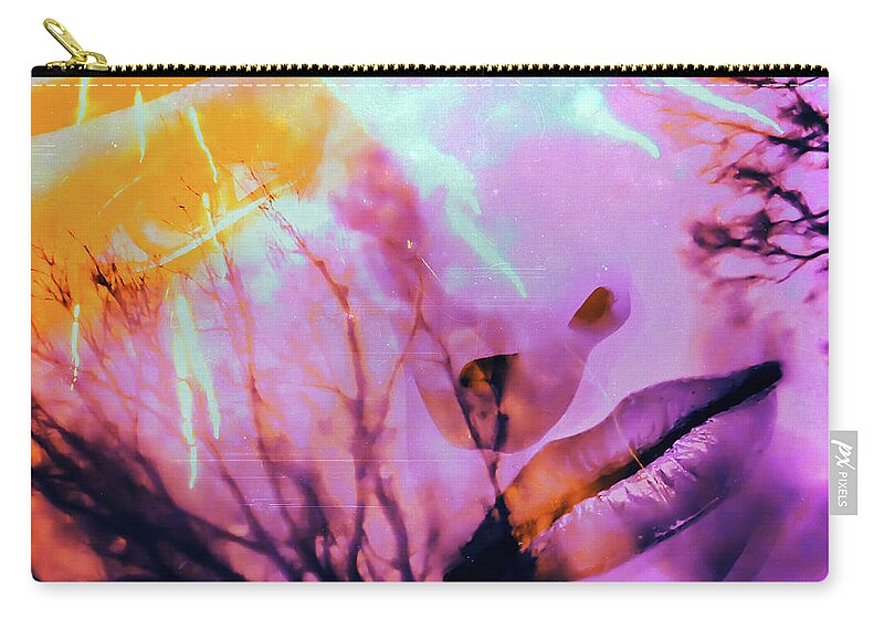 Woman Zip Pouch featuring the photograph Violet lips by Gabi Hampe