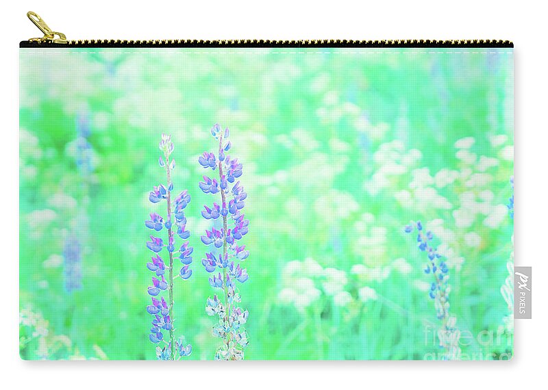 Forest Zip Pouch featuring the photograph Violet Lupine Lane by Anastasy Yarmolovich