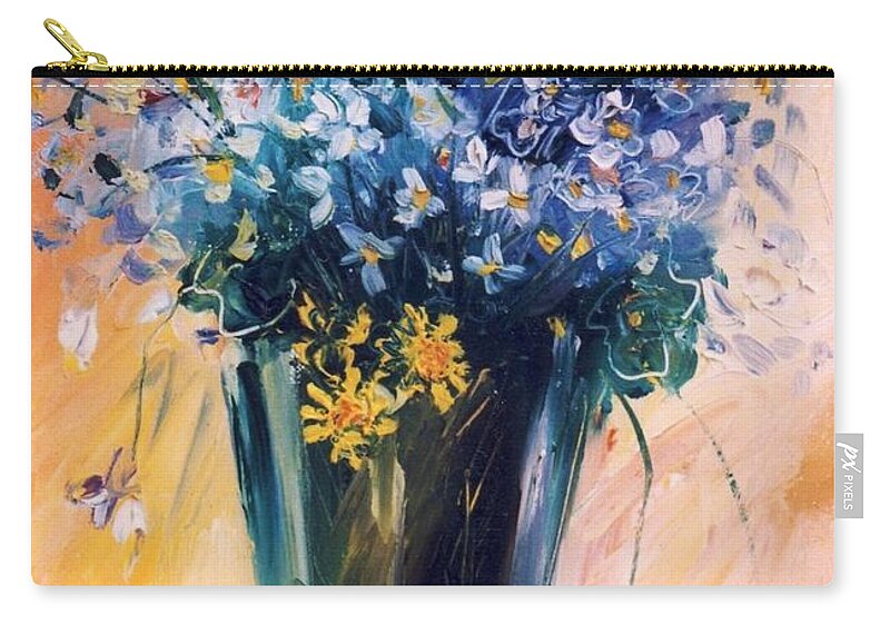  Zip Pouch featuring the painting Violets by Mikhail Zarovny