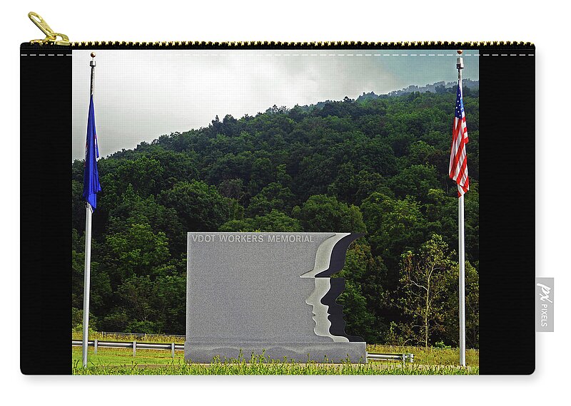 Virginia Highway Workers Monument Zip Pouch featuring the photograph Virginia Highway Workers Monument 1 by Ron Kandt