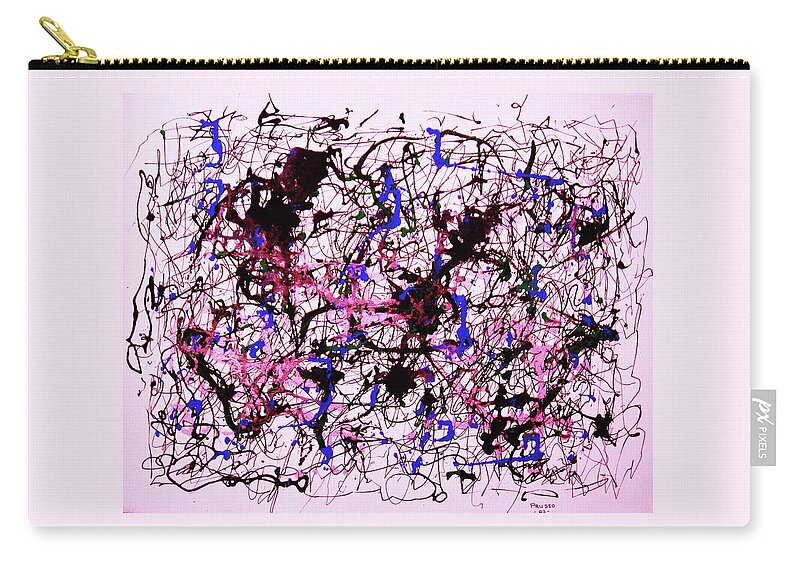 Abstraction Zip Pouch featuring the painting Visible String Theory by Thea Recuerdo