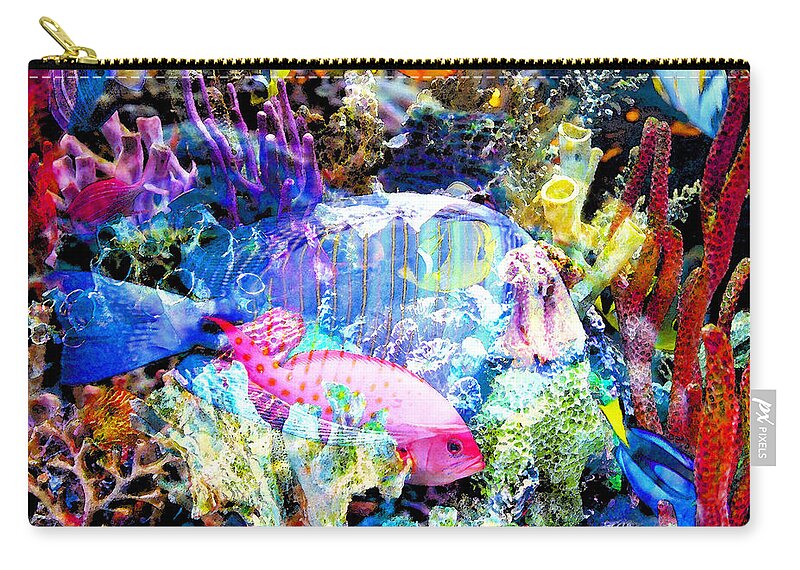 Visions Of Coral Zip Pouch featuring the painting Visions of coral by David Lee Thompson