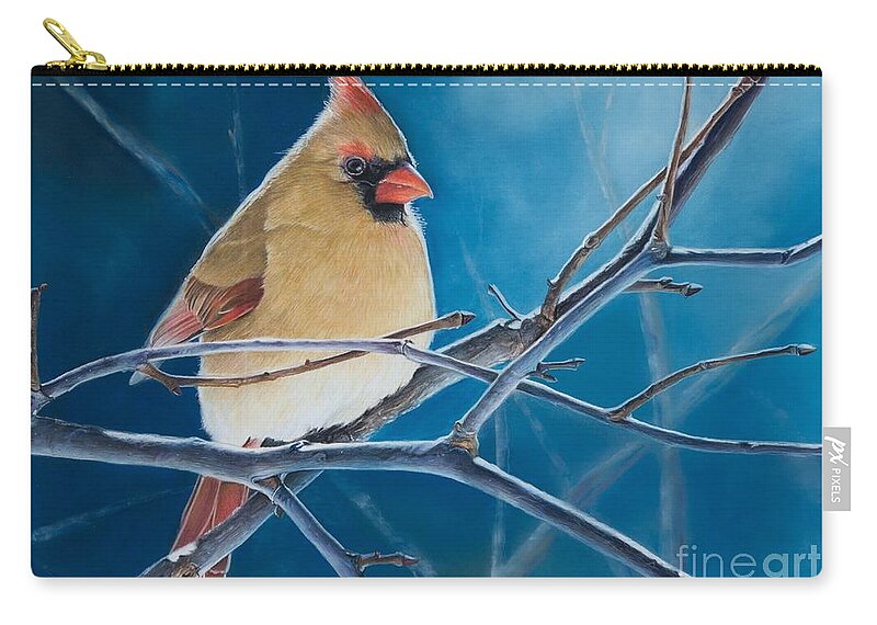 Cardinal Zip Pouch featuring the pastel Visitor From Heaven by Joni Beinborn