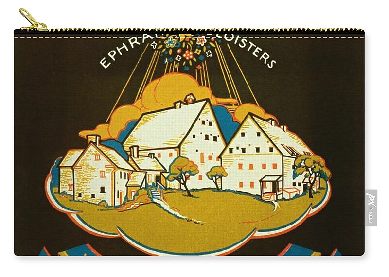 Pennsylvania Zip Pouch featuring the painting Visit historic Ephrata, Pennsylvania, WPA poster, 1939 by Vincent Monozlay