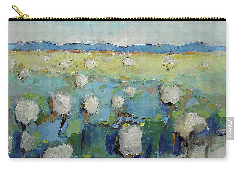 Oil Zip Pouch featuring the painting Visiting Town 1601 by Becky Kim