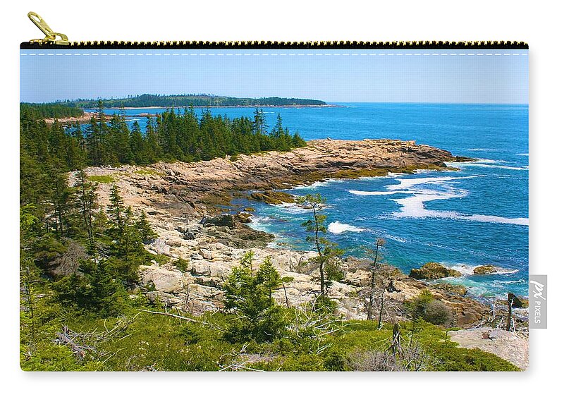  Zip Pouch featuring the photograph Vista of the East Side of Isle au Haut by Polly Castor