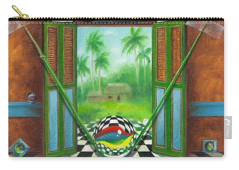 Marbles Zip Pouch featuring the painting Vitrales Campesino by Roger Calle