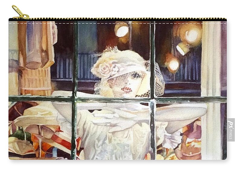 Girl Carry-all Pouch featuring the painting Vitrine - New Orleans - USA by Francoise Chauray