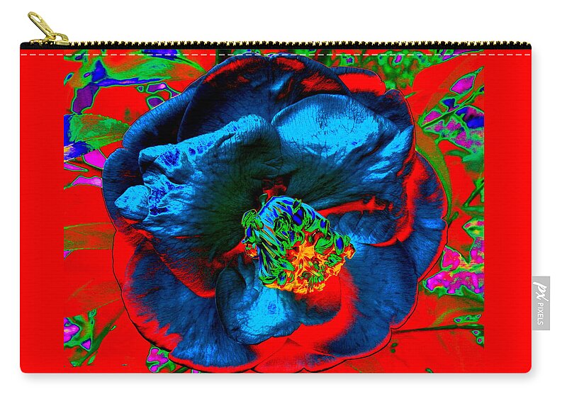Flower Zip Pouch featuring the digital art Volcanic Blossom by Larry Beat