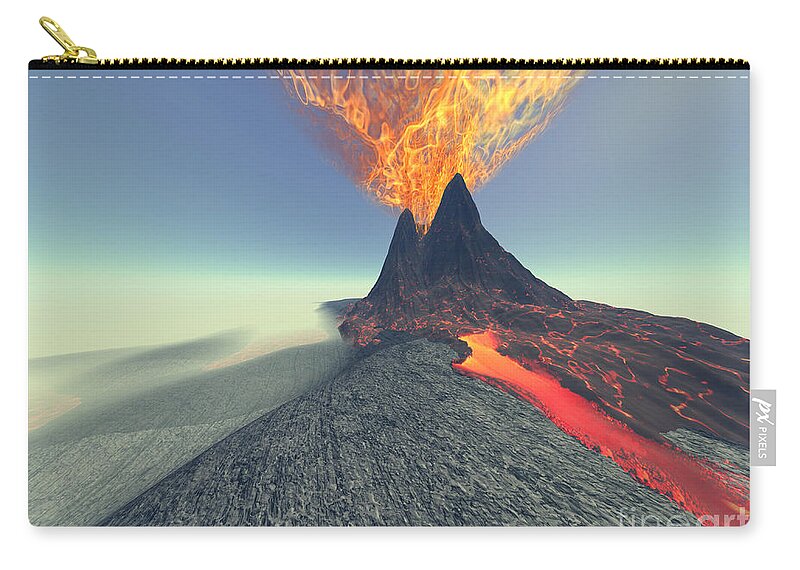 Volcanic Zip Pouch featuring the painting Volcano by Corey Ford