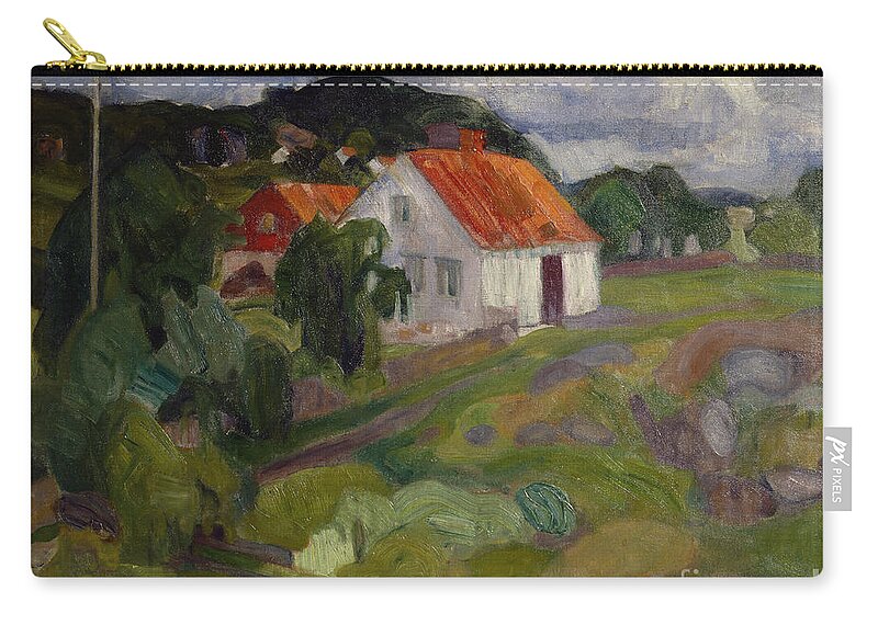 Brynjulf Larsson Zip Pouch featuring the painting Vrengen Noetteroey by O Vaering