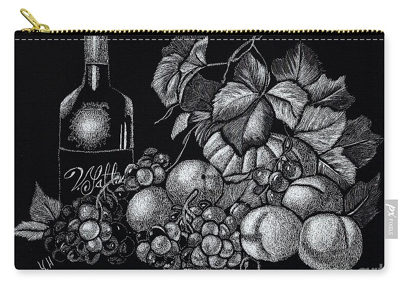 Black And White Zip Pouch featuring the digital art V.Sattui by Yenni Harrison