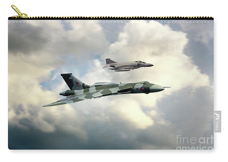 F4 Phantom Zip Pouch featuring the digital art Vulcan and Phantom by Airpower Art