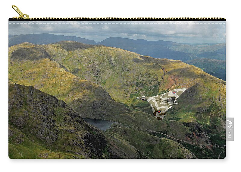 Avro Vulcan Zip Pouch featuring the photograph Vulcan low level in the Lakes by Gary Eason