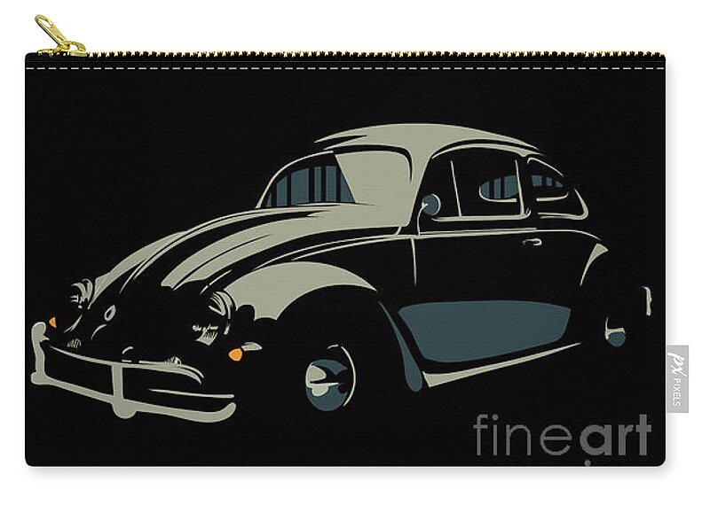 Bug Carry-all Pouch featuring the digital art VW beatle by Sassan Filsoof