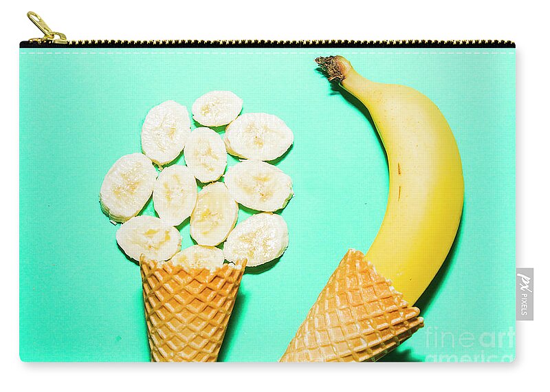 Summer Zip Pouch featuring the photograph Waffle cones with fresh banana by Jorgo Photography