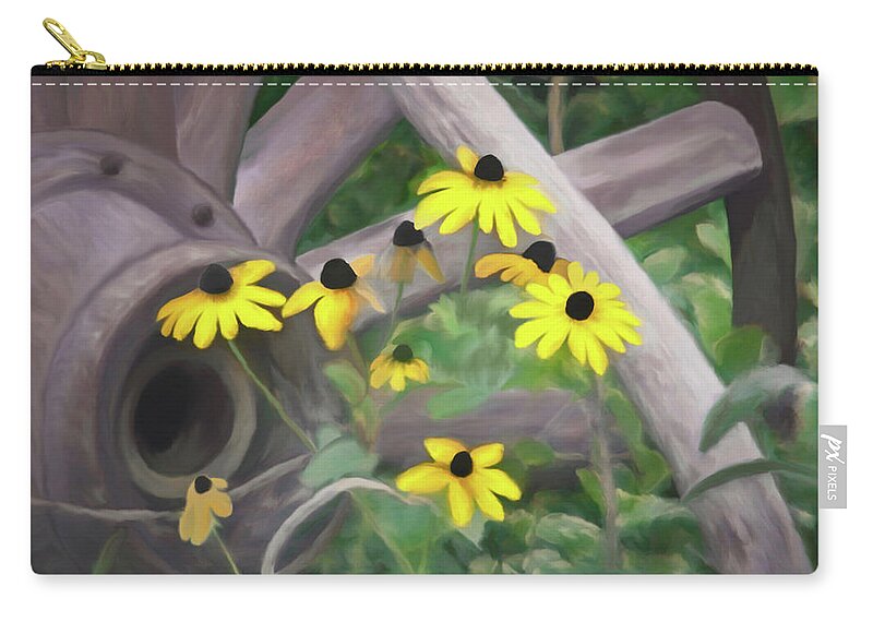 Wagon Wheel Zip Pouch featuring the painting Wagon Wheel by Ernest Echols