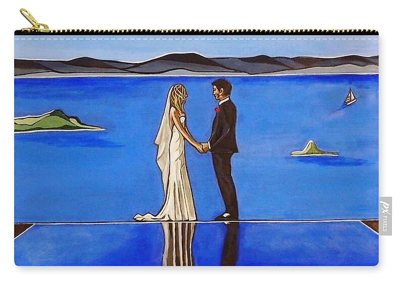  Zip Pouch featuring the painting Waiheke Wedding by Sandra Marie Adams by Sandra Marie Adams