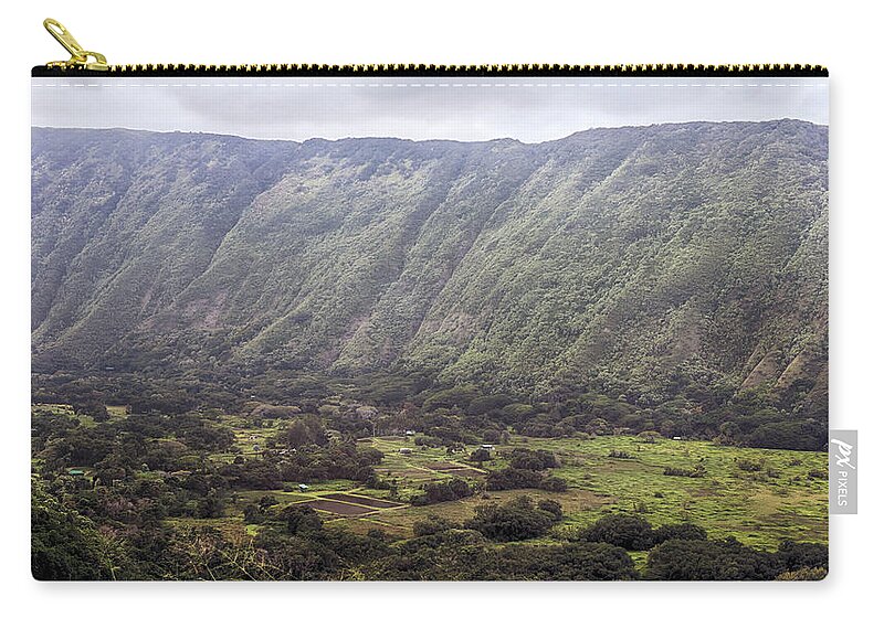 Waipio Valley Zip Pouch featuring the photograph Waipio Valley Farms by Susan Rissi Tregoning