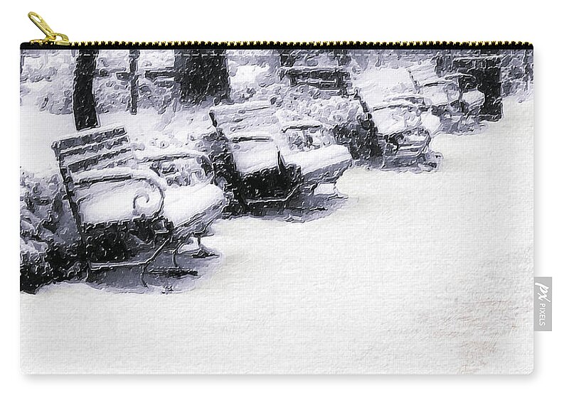 Bench Zip Pouch featuring the digital art Waiting For The Sun by Pennie McCracken