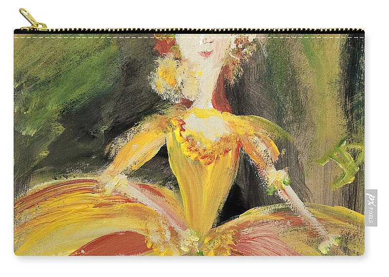 Ballet Zip Pouch featuring the painting Waiting in the wings by Judith Desrosiers