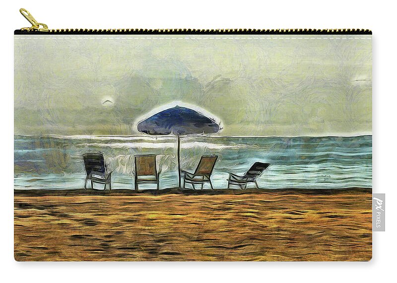 Beach Zip Pouch featuring the mixed media Waiting On High Tide by Trish Tritz