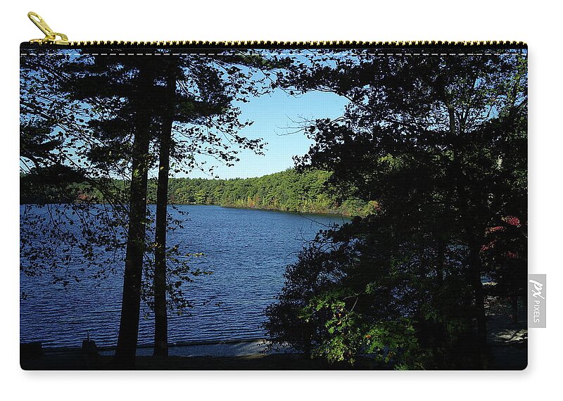 Walden Zip Pouch featuring the photograph Walden Pond End Of Summer by Lawrence Christopher
