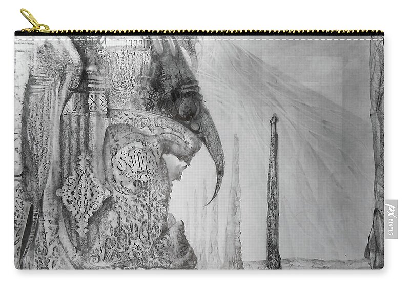 Otto Rapp Zip Pouch featuring the drawing Waldrapp's Tomb by Otto Rapp