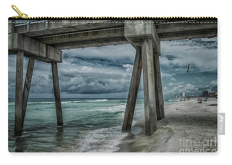 Beach Zip Pouch featuring the photograph Walk Along the Seashore by Judy Hall-Folde