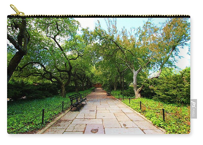 Central Park Zip Pouch featuring the photograph Walk in the Garden by Catie Canetti