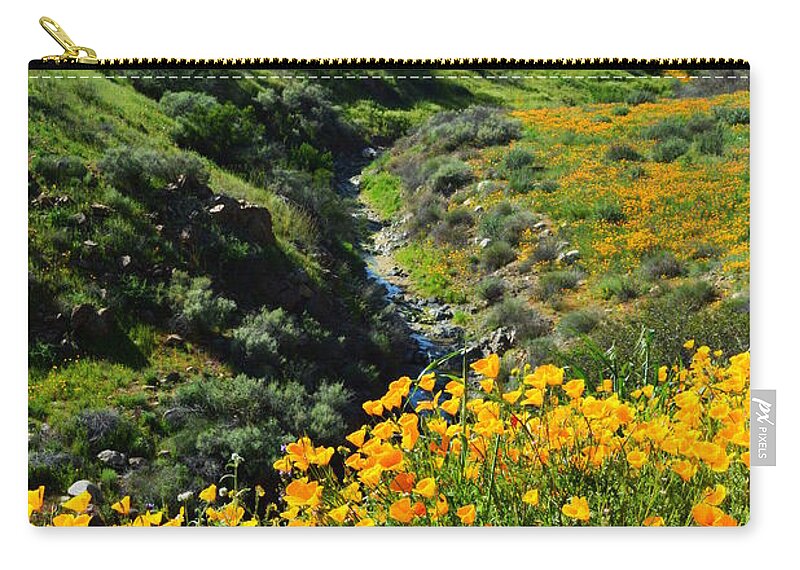 Poppies Zip Pouch featuring the photograph Walker Canyon Vista by Glenn McCarthy Art and Photography