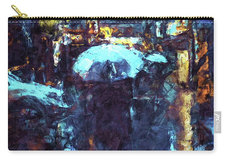 Raining Zip Pouch featuring the digital art Walking In The Rain by Phil Perkins