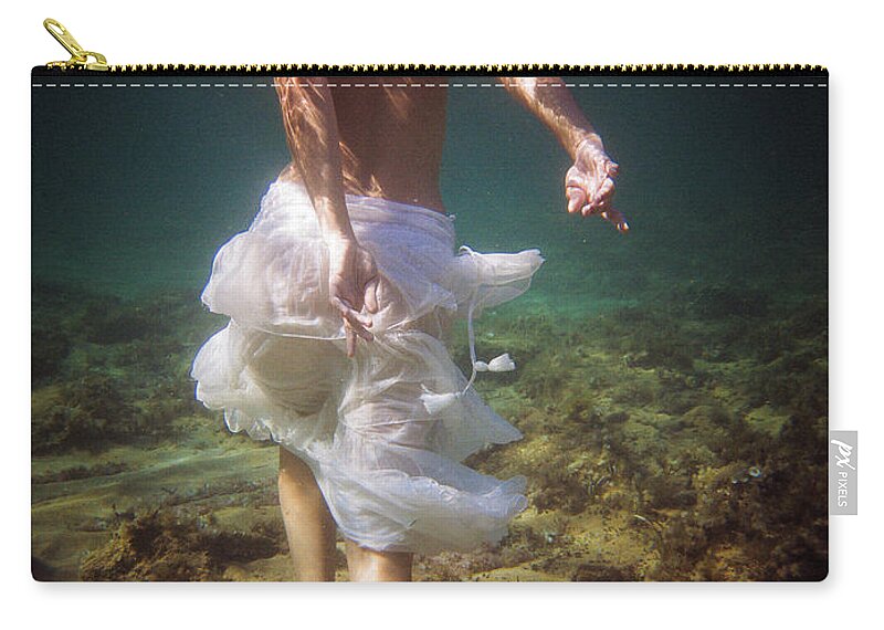 Swim Zip Pouch featuring the photograph Walking Mermaid by Gemma Silvestre