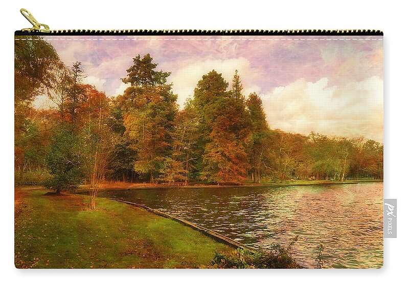 Nature Carry-all Pouch featuring the photograph Walking The Forest Trail by the lake by Stacie Siemsen