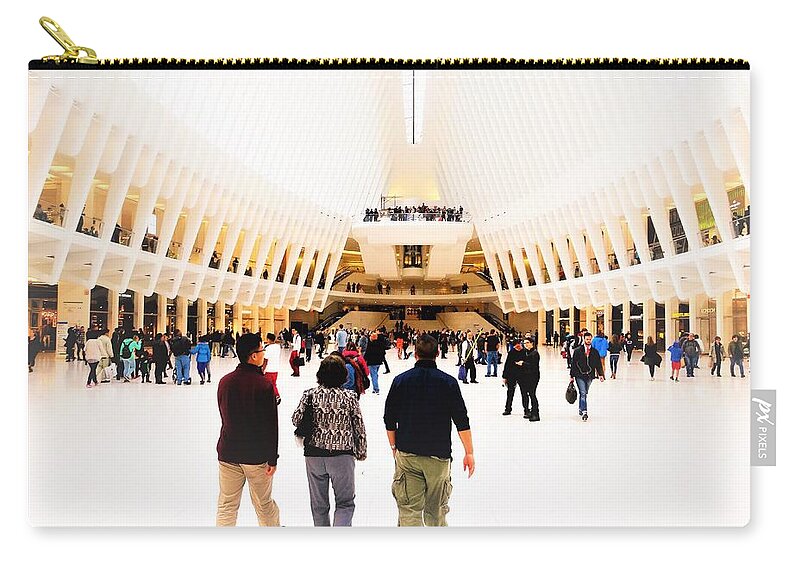 
Ew York Zip Pouch featuring the photograph Walking the Oculus in New York by Funkpix Photo Hunter